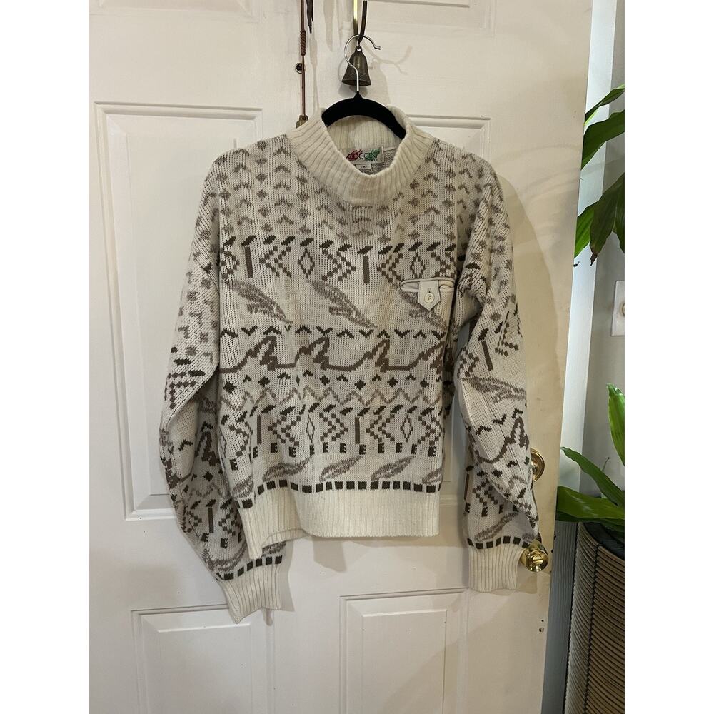 American Vintage 80s 90s Sweater M Streetwear Hip Hop Dad Geometric Grandpacore - Picture 9 of 9